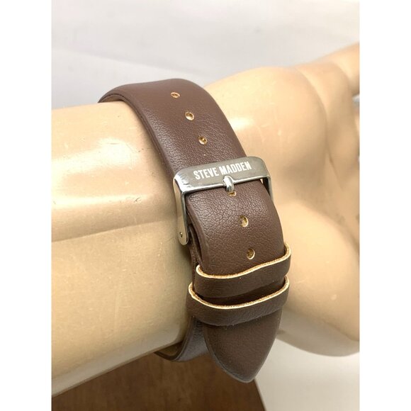 Steve Madden Men's Watch SM-9132TT Quartz Black Dial Brown Leather Band 45mm - Picture 9 of 13